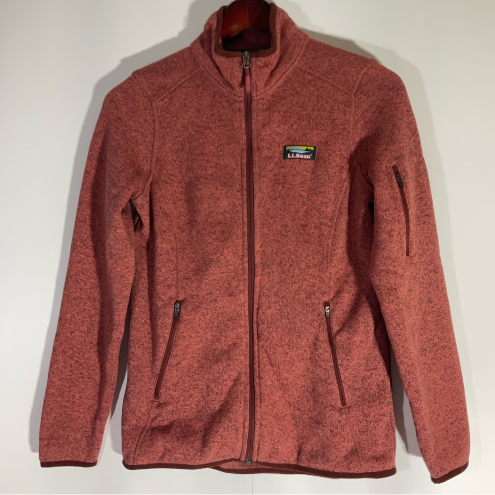 LL Bean Sweater Fleece Full-Zip Long Sleeve Front Pockets Chest Logo Jacket XS - Picture 10 of 15